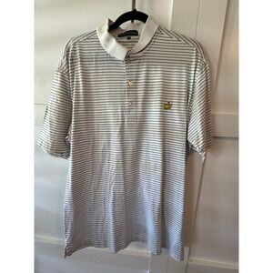 Augusta National‎ Golf Club Polo Shirt Mens XL White Green Striped Masters Logo